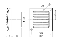 Picture of Maico ECA 120 VZ - Kleinraumventilator Mit feststehendem Innengitter und Verzögerungs-Zeitschalter - Art.-Nr.: 0084.0007