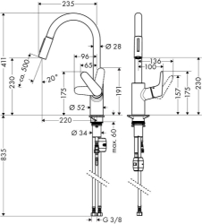 Picture of HANSGROHE Focus Einhebel-Küchenmischer 240 mit Ausziehbrause,  31815000