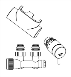 Picture of OVENTROP Anschluss-Set für Badheizkörper Multiblock T / pinox H, Eckform, weiß, Art.Nr. : 1184186