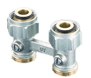 Picture of OVENTROP ZB-Absperrverschraubung „Multiflex F“ G ¾ ÜM x G ¾ AG, Ms, vernickelt, weichdichtend, Art.Nr. : 1015813