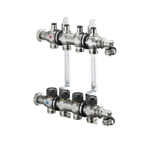Picture of OVENTROP Edelstahl-Verteiler „Multidis SF“ für Flächenheizung mit integrierten Reguliereinsätzen, für 5 Kreise, Art.Nr. : 1405555