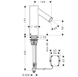 Picture of AXOR Starck Elektronik-Waschtischmischer mit Temperaturregulierung Batteriebetrieb, Art.Nr. 10101000