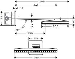 Picture of AXOR ShowerSolutions Kopfbrause 460/300 3jet mit Brausearm und Softcube Rosette, Art.Nr. 35276000