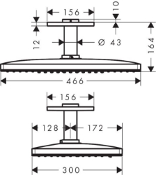 Picture of AXOR ShowerSolutions Kopfbrause 460/300 2jet mit Deckenanschluss, Art.Nr. 35279000