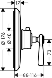 Picture of AXOR Montreux Thermostat Highflow 59 l/min Unterputz mit Hebelgriff, Art.Nr. 16824000