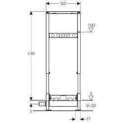 Picture of Geberit Duofix Element für Dusche, 130 cm, mit Wandablauf, Wandarmatur Aufputz, für Estrichhöhe am Einlauf 90–200 mm, Art.Nr. : 111.588.00.1