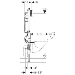 Picture of Geberit Duofix Element für Wand-WC, 112 cm, mit Sigma Unterputzspülkasten 12 cm, Art.Nr. : 111.309.00.5