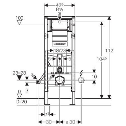 Picture of Geberit Duofix Element für Wand-WC, 112 cm, mit Sigma Unterputzspülkasten 12 cm, barrierefrei, Art.Nr. : 111.351.00.5