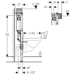Picture of Geberit Duofix Element für Wand-WC, 98 cm, mit Omega Unterputzspülkasten 12 cm, Art.Nr. : 111.032.00.1