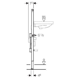 Picture of Geberit Duofix Element für Waschtisch, 112 cm, Standarmatur, mit einer Wasserzählerstrecke und einer Wasserstrecke mit Unterputzabsperrventil JRG LegioStop® und Anschluss-T-Stück, Art.Nr. : 111.571.00.1