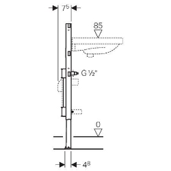 Picture of Geberit Duofix Element für Waschtisch, 82–98 cm, Standarmatur, mit zwei Wasserstrecken mit Unterputzabsperrventil JRG LegioStop® und Anschluss-T-Stück, Art.Nr. : 111.575.00.1