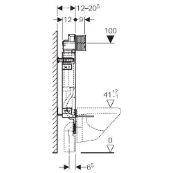 Picture of Geberit Kombifix Element für Wand-WC, 108 cm, mit Sigma Unterputzspülkasten 12 cm, Art.Nr. : 110.349.00.5