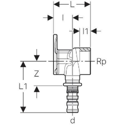 Picture of Geberit Mepla Anschlusswinkel 90°, DN 15, d 20 mm, Art.-Nr. 602.289.00.5