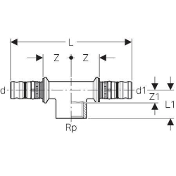 Picture of Geberit Mepla T-Stück mit Innengewinde, DN 50 / 50 / 50, d 63 mm, Art.-Nr. 607.366.00.5