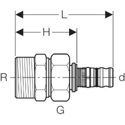 Picture of Geberit Mepla Übergangsverschraubung mit Aussengewinde, DN 50, d 63 mm, Art.-Nr. 607.590.00.5