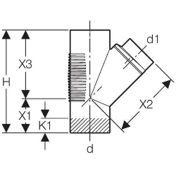 Picture of Geberit Silent-db20 Abzweig 45°,  DN:150 / 125, d[mm]:160, d1[mm]:135, Art.Nr. : 315.124.14.1