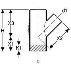 Picture of Geberit Silent-db20 Abzweig 45°,  DN:60 / 56, d[mm]:63, d1[mm]:56, Art.Nr. : 306.054.14.1