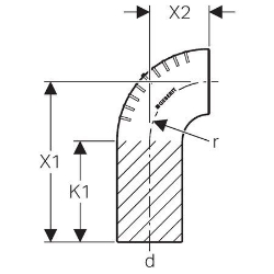 Picture of Geberit Silent-db20 Bogen 90° mit langem Schenkel,  DN:60, d[mm]:63, X1[cm]:21, X2[cm]:5, Art.Nr. : 306.008.14.1