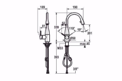 Picture of KWC EVE Küche edelstahl A 190 Hebelmischer Auszugauslauf verdeckt Neoperl Caché bis 600 mm aus, stahl,seitenbed.,flex-PEX 3/8", Art.Nr. : 10.111.102.700FL