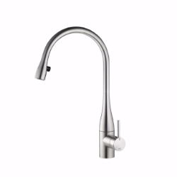 Picture of KWC EVE Küche edelstahl A 225 Hebelmischer Auszugauslauf verdeckt Neoperl Caché bis 600 mm aus, stahl, seitenbedient, flex-PEX 3/8", Art.Nr. : 10.111.103.700FL