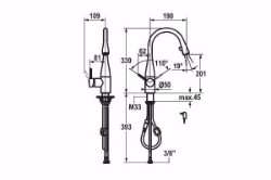 Picture of KWC EVE Küche chromeline A 190 Hebelmischer Auszugauslauf verdeckt Neoperl Caché integrierter , chromeline, seitenbedient, flex-PEX 3/8", mit Steckernetzteil Z.635.582, Art.Nr. : 10.121.102.000FL