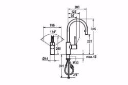 Picture of KWC ONO Küche chromeline A 200 Hebelmischer Auszugauslauf verdeckt Neoperl Caché bis 700 mm au, chromeline, flex-PEX 3/8", Art.Nr. : 10.151.102.000FL