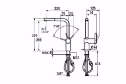 Picture of KWC LIVELLO Küche chromeline A 225 Hebelmischer Auszugauslauf Neoperl Caché bis 600 mm auszieh, chromeline, seitenbedient, flex-PEX 3/8", Art.Nr. : 10.231.103.000FL