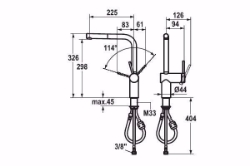 Picture of KWC LIVELLO Küche edelstahl A 225 Hebelmischer Auszugauslauf Neoperl Caché bis 600 mm ausziehb, Stahl,  seitenbedient, flex-PEX 3/8", Art.Nr. : 10.231.103.700FL