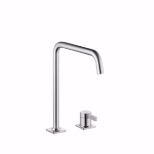 Picture of KWC ERA Küche edelstahl A 220 Hebelmischer Schwenkauslauf 150° oder 360° Neoperl Perlator lam, Stahl, flex-PEX 3/8", A220, L-Auslauf, Art.Nr. : 10.392.022.700FL