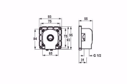 Picture of KWC BLUEBOX Unterputz-Einheit Anschlusswinkel, Roh, 1/2", Art.Nr. : 39.999.920.931