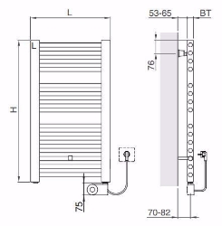 Bild von Arbonia Bagnostar BSTW120 750 AF FKS LI, H: 1200 mm, 800 W, L: 750 mm, weiss, Art.Nr. : BSTW120 750 AF FKS LI