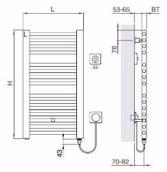 Bild von Arbonia Bagnostar Watt BSTW120 750 AF WFS LI, H: 1200 mm, 800 W, L: 750 mm, weiss, Art.Nr. : BSTW120 750 AF WFS LI