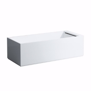 Bild von Laufen KARTELL BY LAUFEN - Freistehende Badewanne, aus Mineralgusswerkstoff Sentec, mit Überlaufspalt und Armaturenbank an der Fussseite, mit Hubsystem, 1760 x 760 x 540, mit Sensor-St für beleuchtetem Ueberlaufspalt  000, weiss, Art.Nr. : H2223320006161