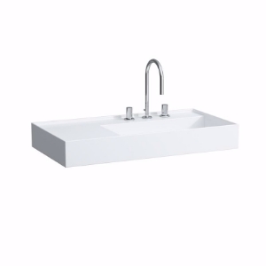 Picture of Laufen KARTELL BY LAUFEN - Waschtisch, Ablage links, mit verdecktem Ablauf, 900 x 460 x 120 759, grau matt 3 Hahnlöcher/ohne Überlauf, Art.Nr. : H8103397591581