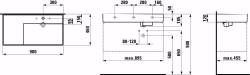 Picture of Laufen KARTELL BY LAUFEN - Waschtisch, Ablage links, mit verdecktem Ablauf, 900 x 460 x 120 759, grau matt 1 Loch rechts für Mischeinheit, Art.Nr. : H8103397598151