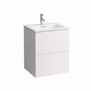 Picture of Laufen KARTELL BY LAUFEN - Komplettset 600 mm, Waschtisch 'slim' mit Waschtischunterbau mit 2 Schubladen, inkl. Schubladen-Ordnungssystem, 600 x 500 x 725, 1 Hahnloch 641, Kieselgrau matt, Art.Nr. : H8603336411041