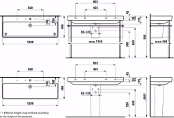 Picture of Laufen Pro S - Waschtisch, auch als Doppelwaschtisch einsetzbar, 1200 x 460 x 175, 400, LCC-weiss, 2 Hahnlöcher, Art.Nr. : H8149654001071
