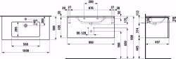 Bild von Laufen Pro S - Komplettset 1000 mm, Waschtisch 'slim' mit Waschtischunterbau 'Pro' mit Schublade und Innenschublade, inkl. Schubladen-Ordnungssystem, 1000 x 500 x 440, 475, weiss hochglanz, 1 Hahnloch, Art.Nr. : H8609664751041