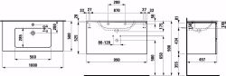 Picture of Laufen Pro S - Komplettset 1000 mm, Waschtisch 'slim' mit Waschtischunterbau 'Pro' mit 2 Schubladen, inkl. Schubladen-Ordnungssystem, 1000 x 500 x 545, 475, weiss hochglanz, 1 Hahnloch, Art.Nr. : H8619654751041
