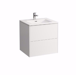 Picture of Laufen Pro S - Komplettset 600 mm, Waschtisch 'slim' mit Waschtischunterbau 'Base' mit 2 Schubladen, inkl. Schubladen-Ordnungssystem, 600 x 500 x 610, 261, weiss hochglanz, 1 Hahnloch, Art.Nr. : H8649602611041