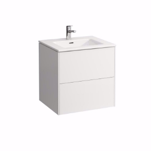 Picture of Laufen Pro S - Komplettset 600 mm, Waschtisch 'slim' mit Waschtischunterbau 'Base' mit 2 Schubladen, inkl. Schubladen-Ordnungssystem, 600 x 500 x 610, 261, weiss hochglanz, 1 Hahnloch, Art.Nr. : H8649602611041