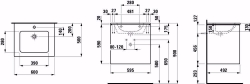 Picture of Laufen Pro S - Komplettset 600 mm, Waschtisch 'slim' mit Waschtischunterbau 'Base' mit 2 Schubladen, inkl. Schubladen-Ordnungssystem, 600 x 500 x 610, 263, ulme dunkelbraun, 1 Hahnloch, Art.Nr. : H8649602631041