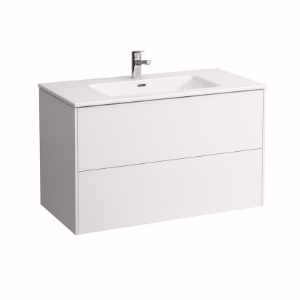 Picture of Laufen Pro S - Komplettset 1000 mm, Waschtisch 'slim' mit Waschtischunterbau 'Base' mit 2 Schubladen, inkl. Schubladen-Ordnungssystem, 1000 x 500 x 610, 263, ulme dunkelbraun, 1 Hahnloch, Art.Nr. : H8649622631041
