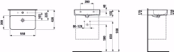 Picture of Laufen VAL - Waschtisch VAL 55X42 LCC WS, 400 LCC-weiss, 1 Hahnloch, 550 x 420 x 115, Art.Nr. : H8102824001041