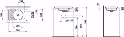 Picture of Laufen VAL - Einbauwaschtisch von oben, mit Halbnasszone und Armaturenbank, 757 weiss matt, 1 Hahnloch rechts, 550 x 360 x 115, Art.Nr. : H8172817571061