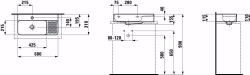 Picture of Laufen VAL - Aufsatz-Waschtisch 'compact', mit Halbnasszone rechts, 400 LCC-weiss, 1 Hahnloch, 600 x 310 x 155, Art.Nr. : H8172854001041