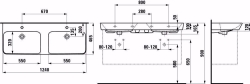 Picture of Laufen MODERNA R - Doppelwaschtisch unterbaufähig MODERNA R 124X46 WS MATT, 757 weiss matt, 1 Hahnloch, 1240 x 465 x 165, Art.Nr. : H8145427571041