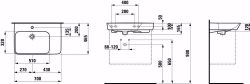 Picture of Laufen MODERNA R - Waschtisch unterbaufähig, Abstellfläche rechts, 757 weiss matt, ohne Hahnloch, 700 x 465 x 165, Art.Nr. : H8175427571091