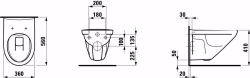 Bild von Laufen MODERNA R - Wand-WC 'rimless', Tiefspüler, ohne Spülrand, 037 manha, 560 x 360 x 350, Art.Nr. : H8205420370001