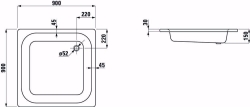 Picture of Laufen PLATINA - Duschwanne, quadratisch, Stahl emailliert (3,5 mm), tief (150 mm), 000 weiss, mit Schallschutz, 900 x 900 x 150, Art.Nr. : H2150220000411